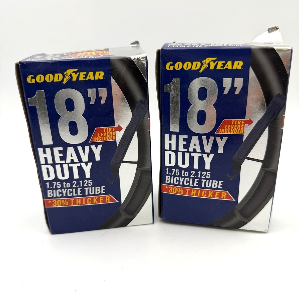 (2) Goodyear 18" 1.75-2.125 Heavy Duty Thick‎ Bicycle Tube w/ Levers - Sealed